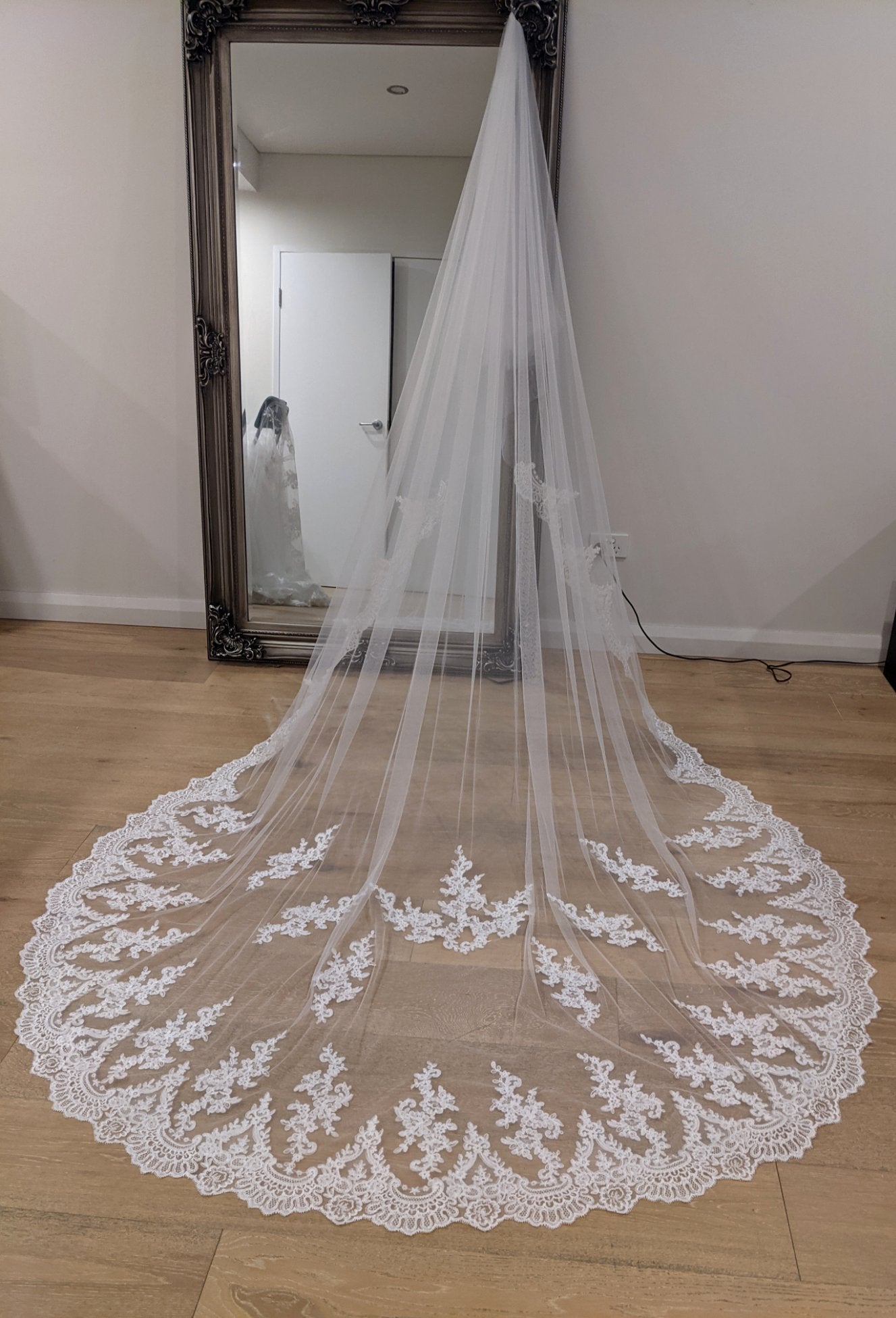 Two tier cathedral Lace Veil, Lace Floral Veil in Cathedral, Lace long Wedding  Veil in Sydney – MWBRIDALSTORE