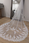 Lace Wedding Cathedral Veil, Royal Cathedral Length Wedding Veil, Two Tier Floral Lace Veil, Cathedral lace Veil BELORES