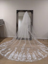 Lace Wedding Cathedral Veil, Royal Cathedral Length Wedding Veil, Two Tier Floral Lace Veil, 3 meter Ivory Veil, Cathedral lace Veil TISHA