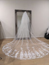 Lace Wedding Cathedral Veil, Royal Cathedral Length Wedding Veil, Two Tier Floral Lace Veil, 3 meter Ivory Veil, Cathedral lace Veil TISHA
