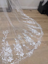 Lace Wedding Cathedral Veil, Royal Cathedral Length Wedding Veil, Two Tier Floral Lace Veil, 3 meter Ivory Veil, Cathedral lace Veil TISHA