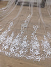 Lace Wedding Cathedral Veil, Royal Cathedral Length Wedding Veil, Two Tier Floral Lace Veil, 3 meter Ivory Veil, Cathedral lace Veil TISHA