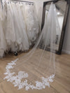 Ivory/White Bridal Veil, Sequined Lace Veil, Chapel Length Veil, Cathedral Length Veil, Floor Length Wedding Veil, Tulle Wedding Veil, Bridal Veil, Floral Lace wedding Veil, Drop Wedding Veil - KEISHA