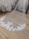 Ivory/White Bridal Veil, Sequined Lace Veil, Chapel Length Veil, Cathedral Length Veil, Floor Length Wedding Veil, Tulle Wedding Veil, Bridal Veil, Floral Lace wedding Veil, Drop Wedding Veil - KEISHA