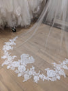 Ivory/White Bridal Veil, Sequined Lace Veil, Chapel Length Veil, Cathedral Length Veil, Floor Length Wedding Veil, Tulle Wedding Veil, Bridal Veil, Floral Lace wedding Veil, Drop Wedding Veil - KEISHA