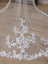 Ready to Ship Veil (Rush Order) - Cathedral veil, Floral wedding veil | Two Tier Floral Lace Veil | Ivory Petal Flower Tulle Wedding Veil | Cathedral Wedding Veil- KIANA