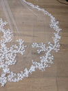Ready to Ship Veil (Rush Order) - Cathedral veil, Floral wedding veil | Two Tier Floral Lace Veil | Ivory Petal Flower Tulle Wedding Veil | Cathedral Wedding Veil- KIANA