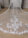Ready to Ship Veil (Rush Order) - Cathedral veil, Floral wedding veil | Two Tier Floral Lace Veil | Ivory Petal Flower Tulle Wedding Veil | Cathedral Wedding Veil- KIANA