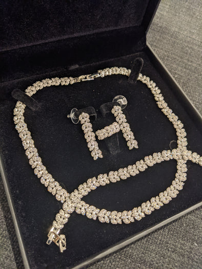 Cubic Zirconium jewelry Set, Bridal Wedding Jewelry Set Silver, Wedding Jewelry Set for Brides, Bridal Earrings Necklace ring Bracelet Set, Wedding Jewelry