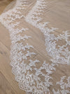 Scalloped cathedral veil, Royal Cathedral Length scalloped Wedding Veil, Sequined Lace Veil, 5 meter Ivory Veil, Cathedral lace Veil -Petula