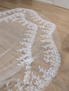 Scalloped cathedral veil, Royal Cathedral Length scalloped Wedding Veil, Sequined Lace Veil, 5 meter Ivory Veil, Cathedral lace Veil -Petula