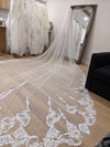 Ready to Ship Veil (Rush Order)- Cathedral veil Wedding Bridal Veil Ivory,Lace Wedding Cathedral Veil, Royal Cathedral Length Wedding Veil, 5 meter Ivory Veil, Cathedral lace Veil - ROSIE