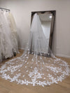 Custom Floral Veil, Lace wedding veil, Two Tier lace Veil, Cathedral Wedding Veil - MARSHA