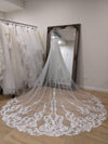 Ready to Ship Veil (Rush Order)- Cathedral veil Wedding Bridal Veil Ivory,Lace Wedding Cathedral Veil, Royal Cathedral Length Wedding Veil, 5 meter Ivory Veil, Cathedral lace Veil - ROSIE