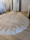 Ivory, White Bridal Veil, Sequined Lace Veil, Cathrdral Length Bridal Veil, Cathedral Length Lace Sequined Veil, Floor Length Wedding Veil, Tulle Wedding -  ELLIA