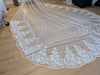 Ivory, White Bridal Veil, Sequined Lace Veil, Cathrdral Length Bridal Veil, Cathedral Length Lace Sequined Veil, Floor Length Wedding Veil, Tulle Wedding -  ELLIA