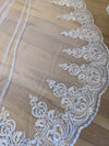 Ivory, White Bridal Veil, Sequined Lace Veil, Cathrdral Length Bridal Veil, Cathedral Length Lace Sequined Veil, Floor Length Wedding Veil, Tulle Wedding -  ELLIA