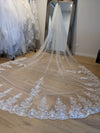 Lace Wedding Cathedral Veil, Cathedral Lace Veil, Two Tier Veil, Ivory Cathedral Veil Lace Veil, Floral Cathedral Veil,Floral Lace Cathedral Length Veil - Rebecca