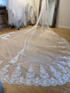 Rebecca | Two-Tier Cathedral Lace Wedding Veil – Elegant Sheer Tulle Bridal Veil
