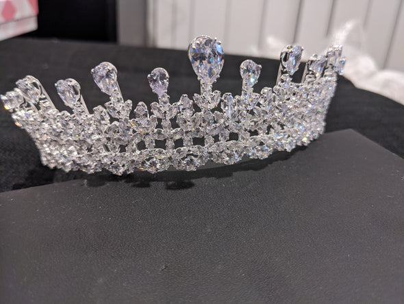 Sparkling Cubic Zirconia Tiara, Sparkling Silver Tiara, Wedding crown, Bridal crown, Bridal tiara, Wedding tiara, Bridal hairpiece, Rhinestone tiara, Rhinestone crown,  Crystal headband, Bridal hairpiece - KELLY