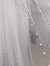 Sparkle Veil, Glitter veil, Glitter Tulle Veil, Shimmer veil, with Pearls Wedding Veil, Cathedral veil,  1 tier cathedral Shimmer Veil,  - CATERINA