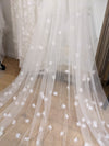 CALLY 3D Floral Cathedral Wedding Veil – Two-Tier Lace Bridal Veil with Scattered Flowers