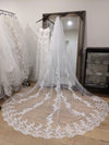Ready to Ship Veil (Rush Order) -Floral Lace Cathedral Wedding Veil, Bridal Cathedral veil with Comb, Two tier Wedding Veil, Wedding Drop style Veil ELLISE
