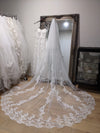 Ready to Ship Veil (Rush Order) -Floral Lace Cathedral Wedding Veil, Bridal Cathedral veil with Comb, Two tier Wedding Veil, Wedding Drop style Veil ELLISE