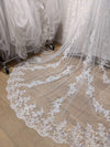 Ready to Ship Veil (Rush Order) -Floral Lace Cathedral Wedding Veil, Bridal Cathedral veil with Comb, Two tier Wedding Veil, Wedding Drop style Veil ELLISE