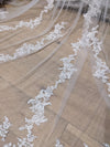 Ready to Ship Veil (Rush Order) -Floral Lace Cathedral Wedding Veil, Bridal Cathedral veil with Comb, Two tier Wedding Veil, Wedding Drop style Veil ELLISE