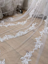 Ready to Ship Veil (Rush Order) -Floral Lace Cathedral Wedding Veil, Bridal Cathedral veil with Comb, Two tier Wedding Veil, Wedding Drop style Veil ELLISE