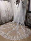 Ready to Ship Veil (Rush Order) -Floral Lace Cathedral Wedding Veil, Bridal Cathedral veil with Comb, Two tier Wedding Veil, Wedding Drop style Veil ELLISE