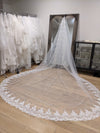 TRICIA Mantilla Lace Veil - Stunning 1 Tier Cathedral Length for Wedding Day, Lace Wedding Veil