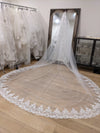 TRICIA Mantilla Lace Veil - Stunning 1 Tier Cathedral Length for Wedding Day, Lace Wedding Veil