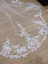 SHAY - Scalloped Lace Wedding Cathedral Veil, Lace Wedding Veil, Two Tier Floral Lace Veil with Clear sequins, Sequined Lace Veil, Cathedral lace Veil