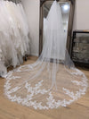JUDY - Bridal Veil, Sheer Single Tier Veil, Chapel Length Veil, Cathedral Length Veil, Floor Length Wedding Veil, Tulle Wedding Veil, Bridal Veil, Floral Lace wedding Veil