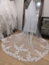 JUDY - Bridal Veil, Sheer Single Tier Veil, Chapel Length Veil, Cathedral Length Veil, Floor Length Wedding Veil, Tulle Wedding Veil, Bridal Veil, Floral Lace wedding Veil