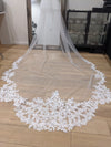 ALLY - Wedding lace Veil, Scalloped edge cathedral veil, Royal Cathedral Length scalloped Wedding Veil, Cathedral lace Veil