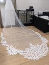 ALLY - Wedding lace Veil, Scalloped edge cathedral veil, Royal Cathedral Length scalloped Wedding Veil, Cathedral lace Veil
