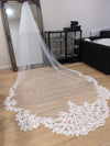 ALLY - Wedding lace Veil, Scalloped edge cathedral veil, Royal Cathedral Length scalloped Wedding Veil, Cathedral lace Veil