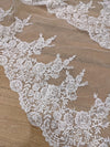 Scalloped cathedral veil, Royal Cathedral Length scalloped Wedding Veil, Sequined Lace Veil, 5 meter Ivory Veil, Cathedral lace Veil -Petula