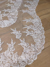 Scalloped cathedral veil, Royal Cathedral Length scalloped Wedding Veil, Sequined Lace Veil, 5 meter Ivory Veil, Cathedral lace Veil -Petula