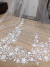 3D Floral Lace Wedding Cathedral Veil, Royal Cathedral Length Flower Wedding Veil, Two Tier Floral Lace Veil, 3/5/7/10 meter Ivory Veil, Cathedral lace Veil SUZIE