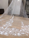 3D Floral Lace Wedding Cathedral Veil, Royal Cathedral Length Flower Wedding Veil, Two Tier Floral Lace Veil, 3/5/7/10 meter Ivory Veil, Cathedral lace Veil SUZIE
