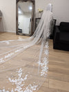 Custom Floral Veil, Lace wedding veil, Single Tier lace Veil, Cathedral Wedding Veil - TAMARA