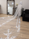 TAMARA - Custom Floral Veil, Lace wedding veil, Single/two Tier lace Veil, Cathedral Wedding Veil