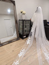 Custom Floral Veil, Lace wedding veil, Single Tier lace Veil, Cathedral Wedding Veil - TAMARA