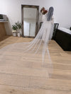 Image of a pearl wedding veil with delicate pearl accents