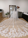 ROSIE - Lace Wedding Cathedral Veil, Lace Wedding Cathedral Veil, Royal Cathedral Length Wedding Veil, 5 meter Ivory Veil, Cathedral lace Veil