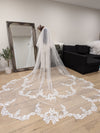 HILTON - Scalloped Lace Wedding Cathedral Veil, Royal Cathedral Length Wedding Veil,  Lace Veil, Cathedral lace Veil